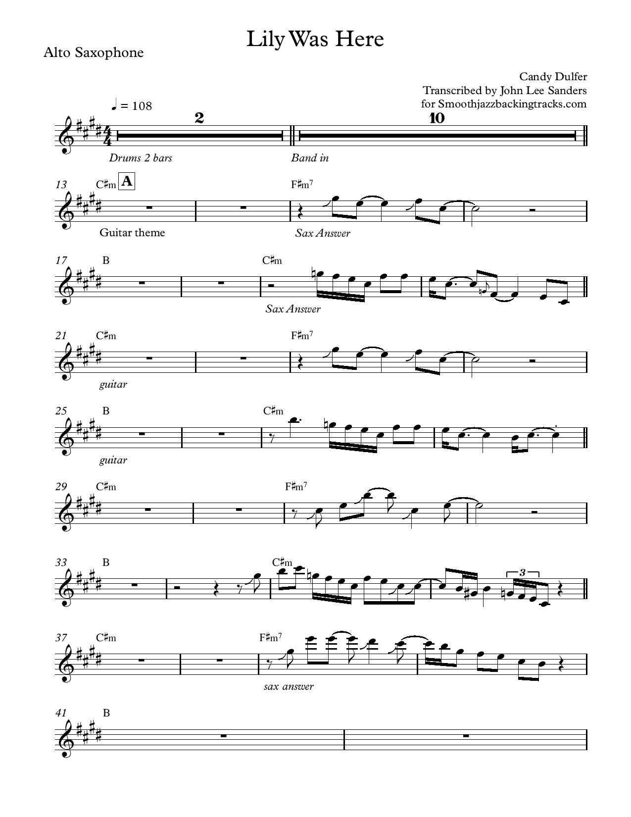 Sax Solo Sheet Music In Printable PDF